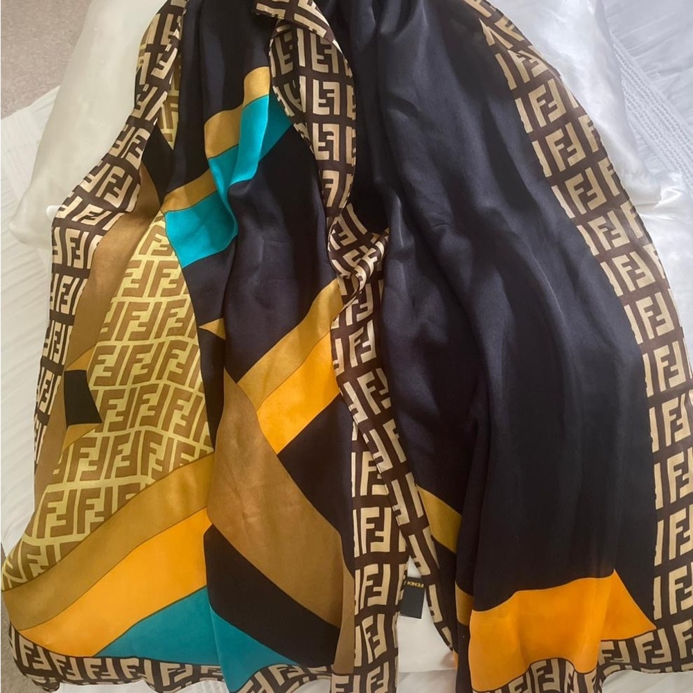 Black and Gold Silk Scarf